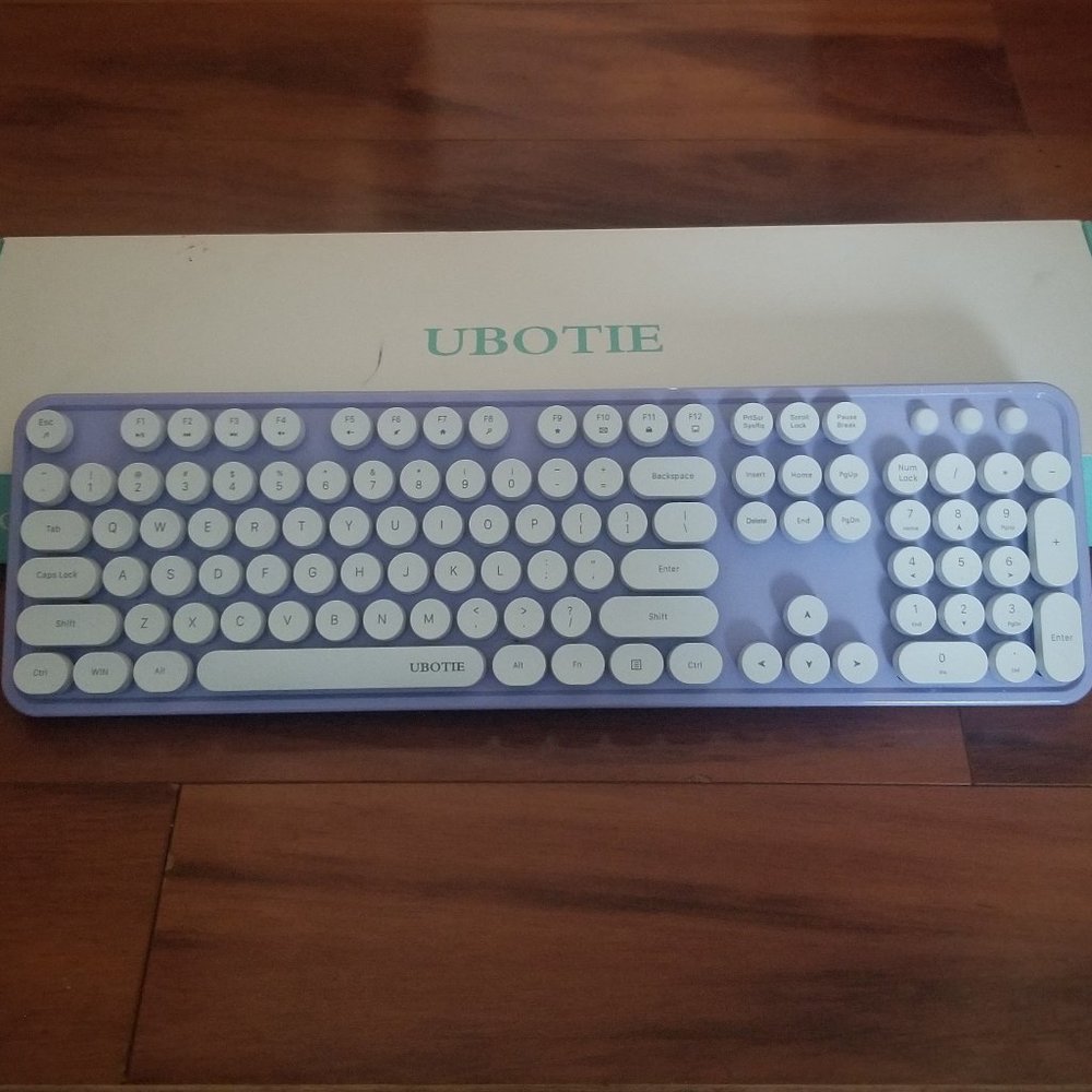 Ubotie Wireless Keyboard -- Purple and White No Mouse